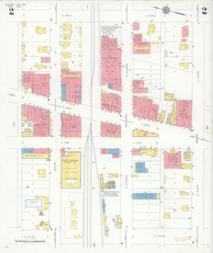 Sanborn Fire Insurance Map from Monroe City, Monroe County, Missouri (1933), Sheet #0002 - Complete Map Set gallery image, historic Sanborn map, vintage wall art, Missouri Missouri