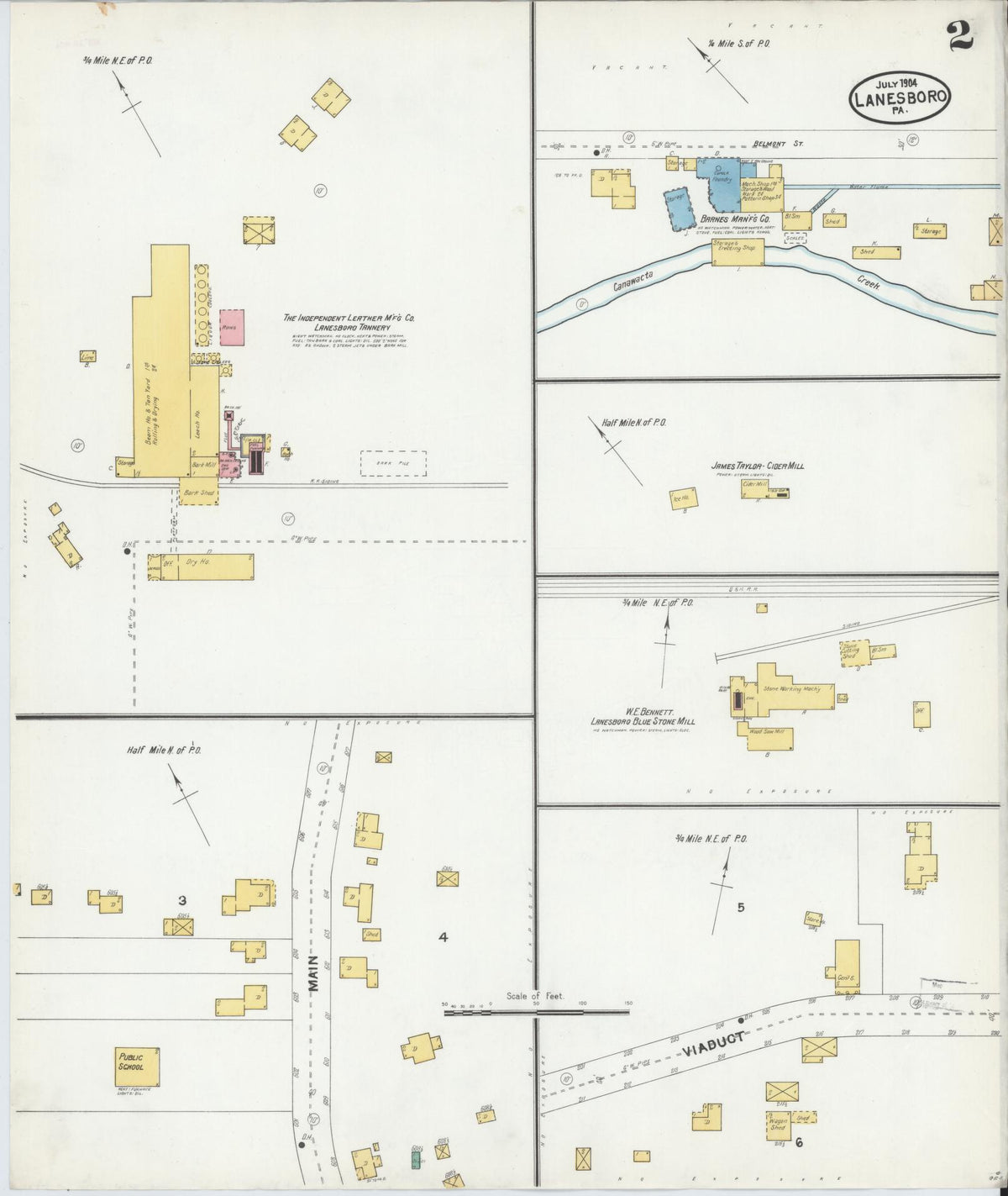 Sanborn Fire Insurance Map from Lanesboro, Susquehanna County, Pennsylvania (1904), Sheet #0002 - Complete Map Set gallery image, historic Sanborn map, vintage wall art, Pennsylvania Pennsylvania