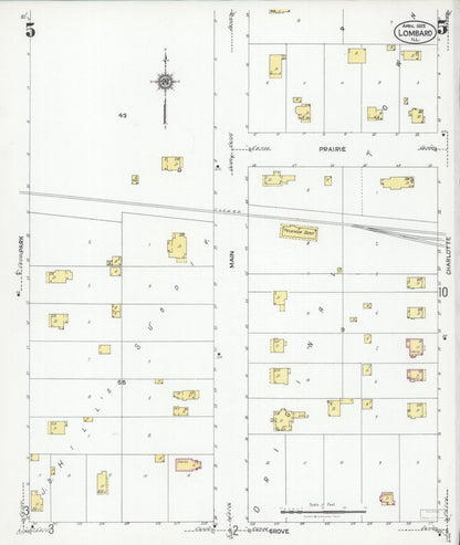 Sanborn Fire Insurance Map from Lombard, Du Page County, Illinois (1925), Sheet #0005 - Historic Sanborn Fire Insurance Map Print, vintage old map wall art, antique decor, genealogy gift, Illinois Illinois map