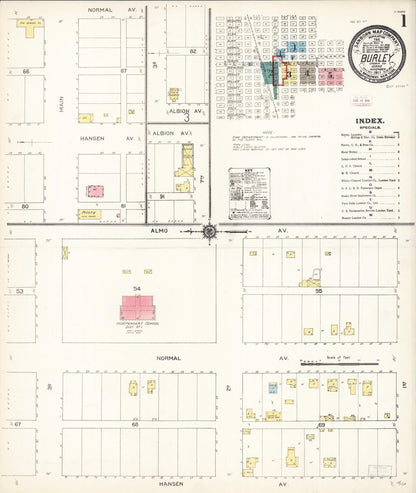 Sanborn Fire Insurance Map from Burley, Cassia County, Idaho (1911), Sheet #0001 - Complete Map Set gallery image, historic Sanborn map, vintage wall art, Idaho Idaho