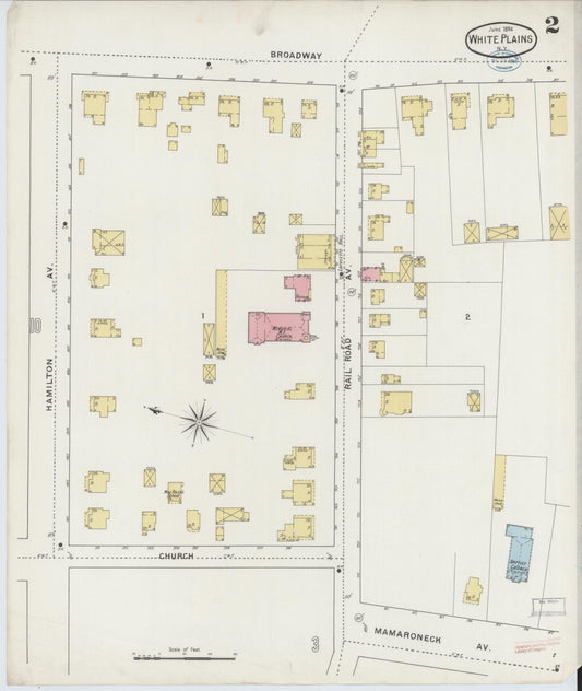 Sanborn Fire Insurance Map from White Plains, Westchester County, New York (1894), Sheet #0002 - Historic Sanborn Fire Insurance Map Print, vintage old map wall art, antique decor, genealogy gift, New York New York map