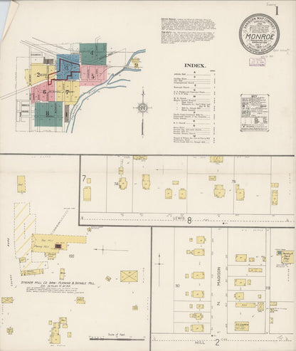 Sanborn Fire Insurance Map from Monroe, Snohomish County, Washington (1913), Sheet #0001 - Complete Map Set gallery image, historic Sanborn map, vintage wall art, Washington Washington