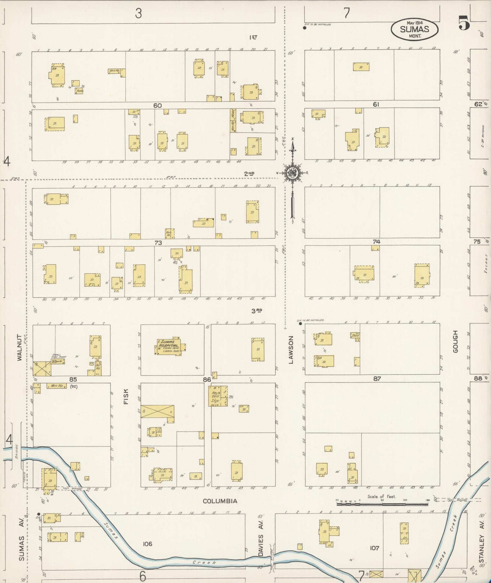 Sanborn Fire Insurance Map from Sumas, Whatcom County, Washington (1914), Sheet #0005 - Complete Map Set gallery image, historic Sanborn map, vintage wall art, Washington Washington