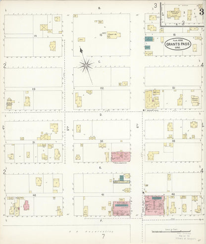 Sanborn Fire Insurance Map from Grants Pass, Josephine County, Oregon (1898), Sheet #0003 - Complete Map Set gallery image, historic Sanborn map, vintage wall art, Oregon Oregon