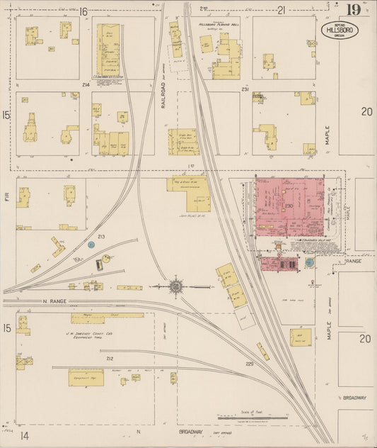 Sanborn Fire Insurance Map from Hillsboro, Washington County, Oregon (1921), Sheet #0019 - Historic Sanborn Fire Insurance Map Print, vintage old map wall art, antique decor, genealogy gift, Oregon Oregon map