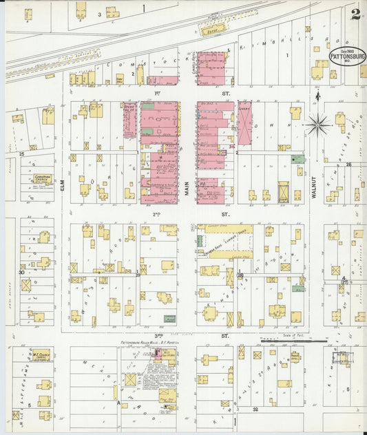 Sanborn Fire Insurance Map from Pattonsburg, Daviess County, Missouri (1900), Sheet #0002 - Historic Sanborn Fire Insurance Map Print, vintage old map wall art, antique decor, genealogy gift, Missouri Missouri map
