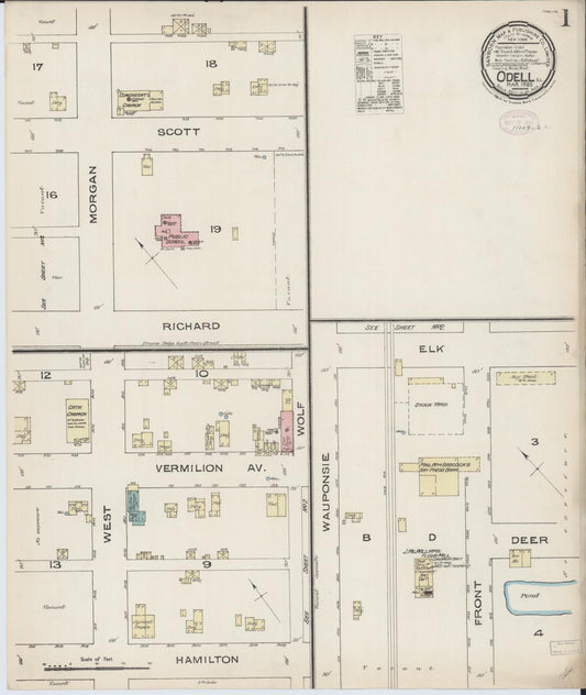 Sanborn Fire Insurance Map from Odell, Livingston County, Illinois (1885), Sheet #0001 - Complete Map Set gallery image, historic Sanborn map, vintage wall art, Illinois Illinois