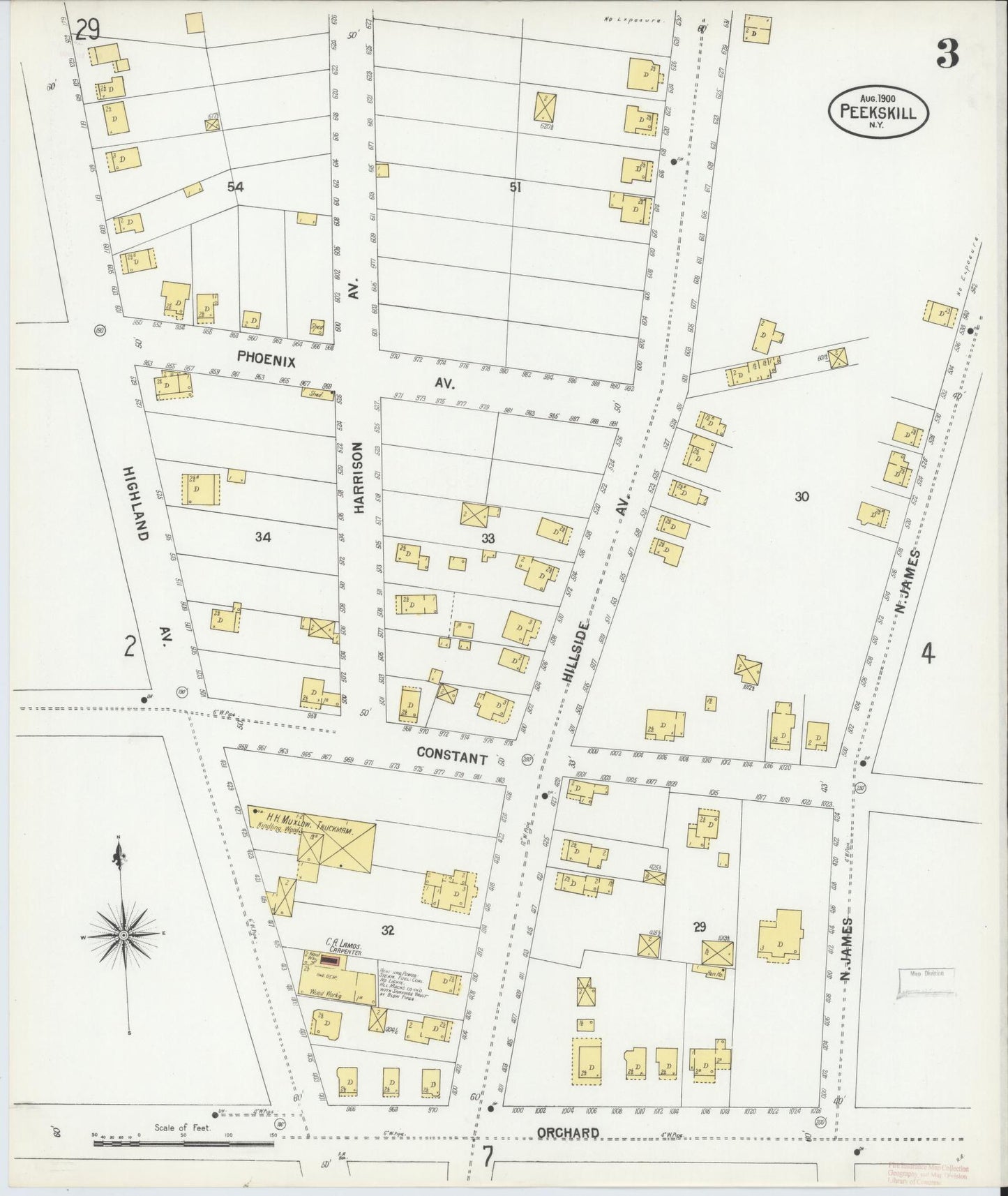 Sanborn Fire Insurance Map from Peekskill, Westchester County, New York (1900), Sheet #0003 - Complete Map Set gallery image, historic Sanborn map, vintage wall art, New York New York