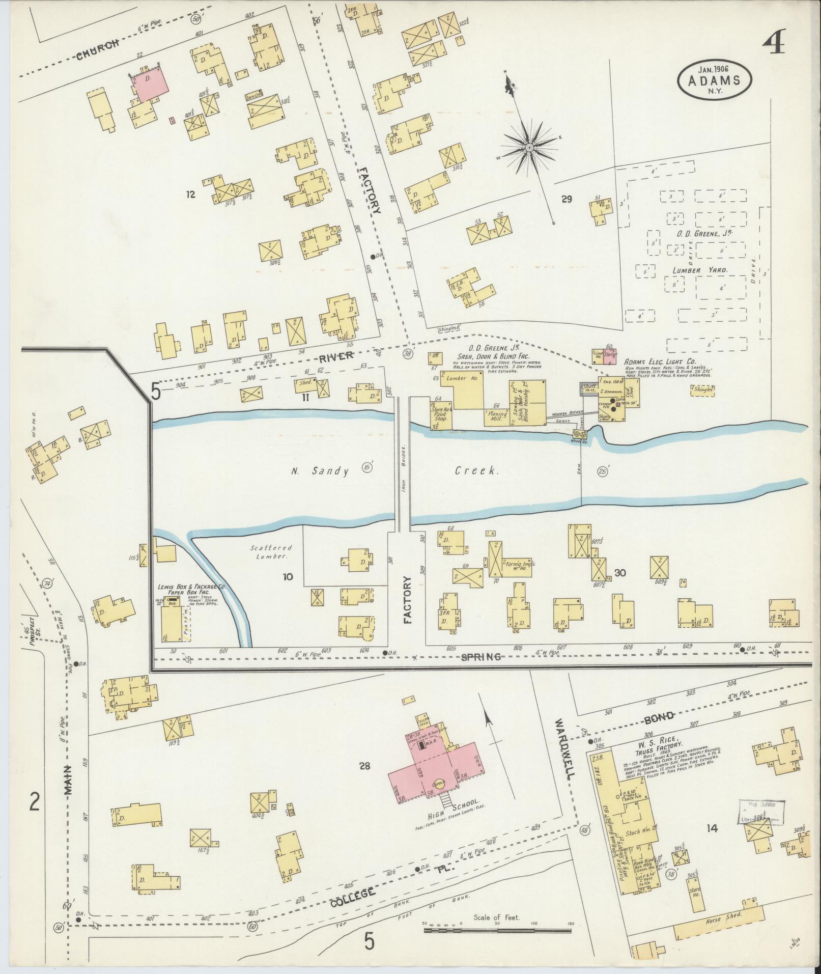 Sanborn Fire Insurance Map from Adams, Jefferson County, New York (1906), Sheet #0004 - Complete Map Set gallery image, historic Sanborn map, vintage wall art, New York New York
