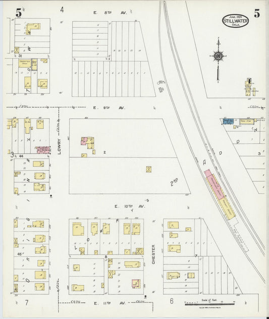 Sanborn Fire Insurance Map from Stillwater, Payne County, Oklahoma (1924), Sheet #0005 - Historic Sanborn Fire Insurance Map Print, vintage old map wall art, antique decor, genealogy gift, Oklahoma Oklahoma map