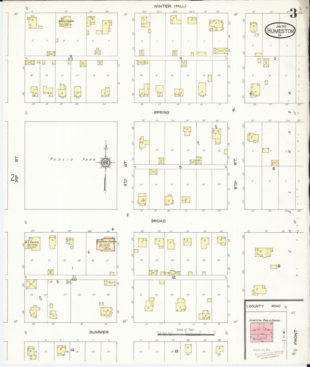 Sanborn Fire Insurance Map from Humeston, Wayne County, Iowa (1913), Sheet #0003 - Historic Sanborn Fire Insurance Map Print