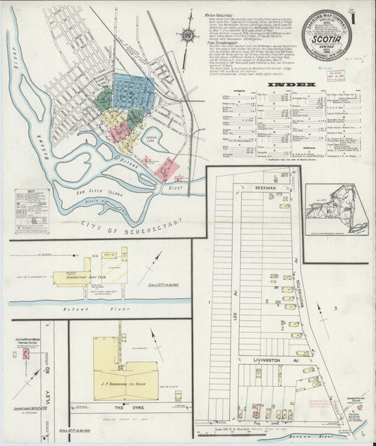 Sanborn Fire Insurance Map from Scotia, Schenectady County, New York (1914), Sheet #0001 - Historic Sanborn Fire Insurance Map Print, vintage old map wall art, antique decor, genealogy gift, New York New York map