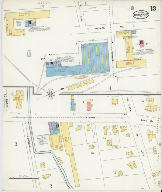 Sanborn Fire Insurance Map from Brockport, Monroe County, New York (1904), Sheet #0013 - Historic Sanborn Fire Insurance Map Print, vintage old map wall art, antique decor, genealogy gift, New York New York map