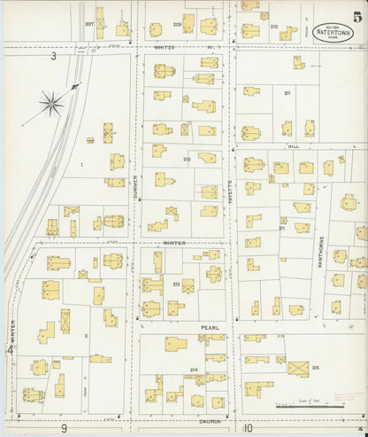 Sanborn Fire Insurance Map from Watertown, Middlesex County, Massachusetts (1904), Sheet #0005 - Complete Map Set gallery image, historic Sanborn map, vintage wall art, Massachusetts Massachusetts
