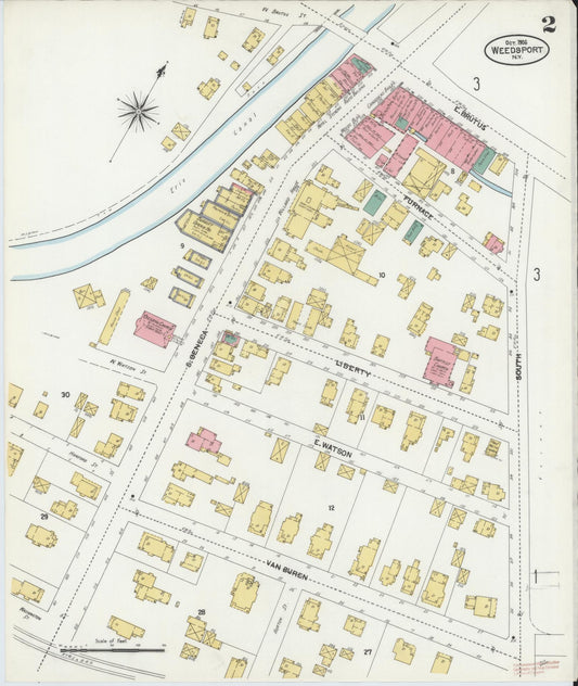 Sanborn Fire Insurance Map from Weedsport, Cayuga County, New York (1906), Sheet #0002 - Historic Sanborn Fire Insurance Map Print, vintage old map wall art, antique decor, genealogy gift, New York New York map