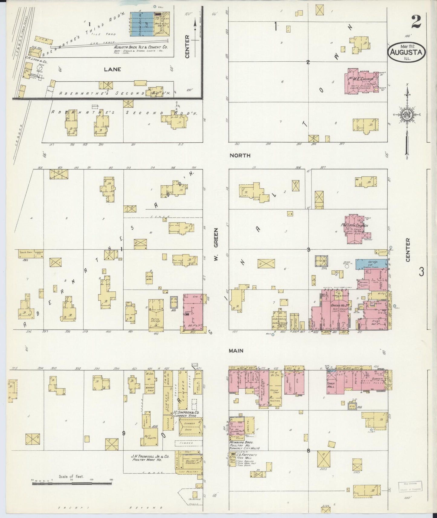 Sanborn Fire Insurance Map from Augusta, Hancock County, Illinois (1912), Sheet #0002 - Historic Sanborn Fire Insurance Map Print, vintage old map wall art, antique decor, genealogy gift, Illinois Illinois map