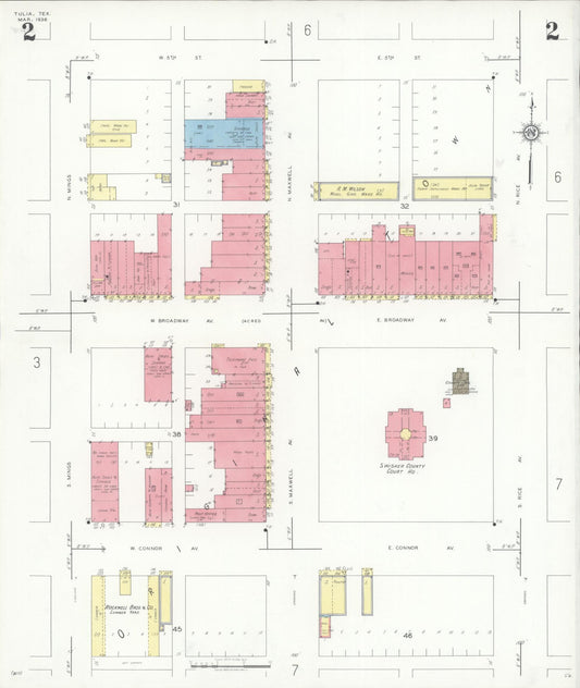 Sanborn Fire Insurance Map from Tulia, Swisher County, Texas (1936), Sheet #0002 - Historic Sanborn Fire Insurance Map Print, vintage old map wall art, antique decor, genealogy gift, Texas Texas map