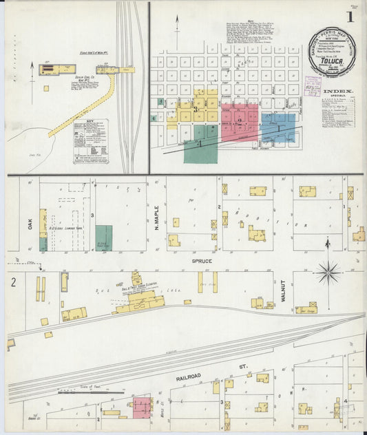 Sanborn Fire Insurance Map from Toluca, Marshall County, Illinois (1901), Sheet #0001 - Complete Map Set gallery image, historic Sanborn map, vintage wall art, Illinois Illinois