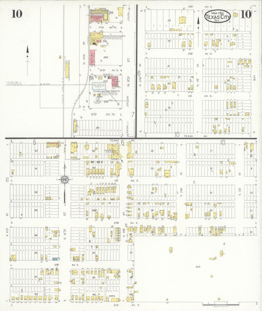 Sanborn Fire Insurance Map from Texas City, Galveston County, Texas (1931), Sheet #0010 - Historic Sanborn Fire Insurance Map Print, vintage old map wall art, antique decor, genealogy gift, Texas Texas map