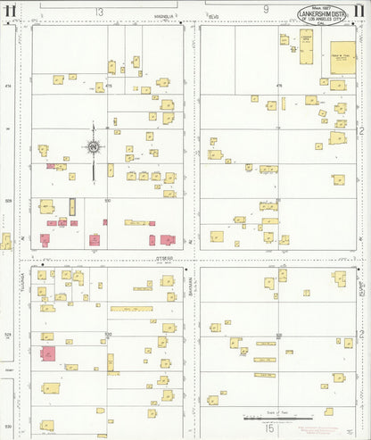 Sanborn Fire Insurance Map from Lankershim, Los Angeles County, California (1927), Sheet #0011 - Complete Map Set gallery image, historic Sanborn map, vintage wall art, California California