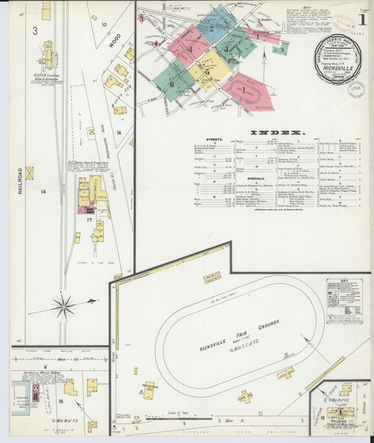 Sanborn Fire Insurance Map from Hicksville, Defiance County, Ohio (1899), Sheet #0001 - Historic Sanborn Fire Insurance Map Print, vintage old map wall art, antique decor, genealogy gift, Ohio Ohio map