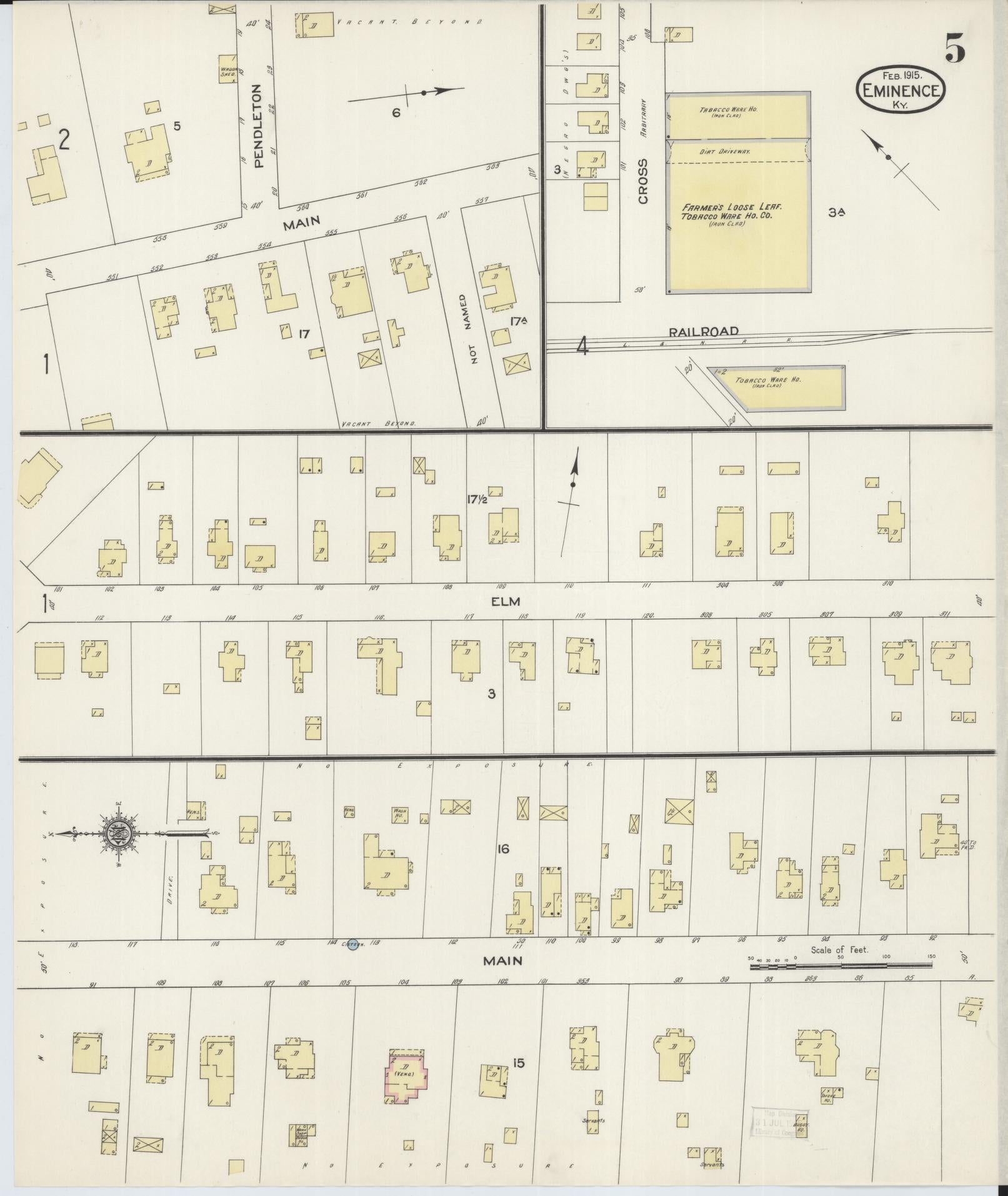Sanborn Fire Insurance Map from Eminence, Henry County, Kentucky (1915), Sheet #0005 - Historic Sanborn Fire Insurance Map Print, vintage old map wall art, antique decor, genealogy gift, Kentucky Kentucky map