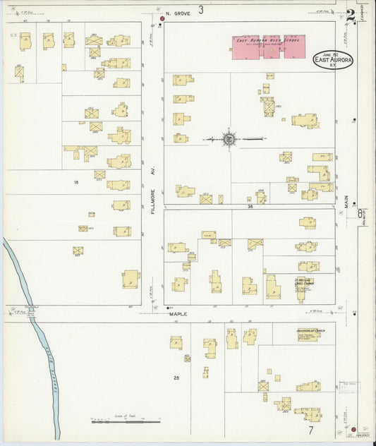 Sanborn Fire Insurance Map from East Aurora, Erie County, New York (1912), Sheet #0002 - Complete Map Set gallery image, historic Sanborn map, vintage wall art, New York New York