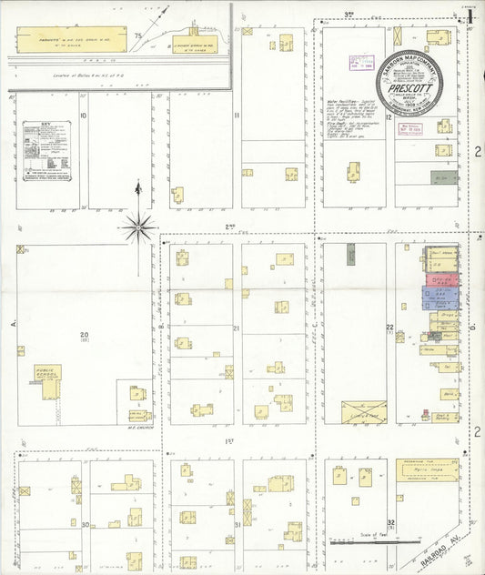 Sanborn Fire Insurance Map from Prescott, Walla Walla County, Washington (1909), Sheet #0001 - Complete Map Set gallery image, historic Sanborn map, vintage wall art, Washington Washington