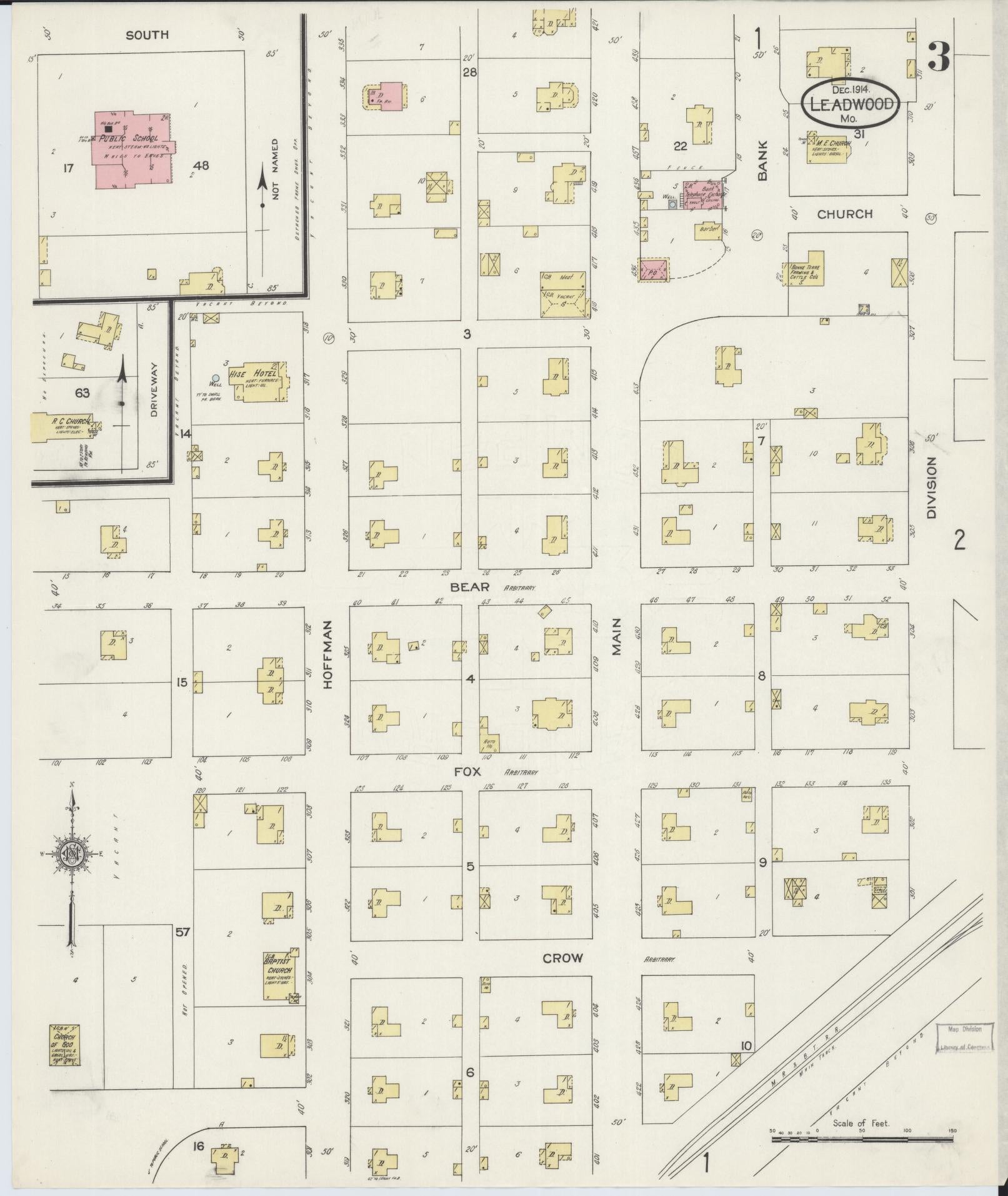 Sanborn Fire Insurance Map from Leadwood, Saint Francois County, Missouri (1914), Sheet #0003 - Historic Sanborn Fire Insurance Map Print, vintage old map wall art, antique decor, genealogy gift, Missouri Missouri map