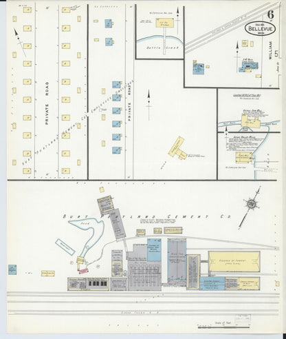 Sanborn Fire Insurance Map from Bellevue, Eaton County, Michigan (1911), Sheet #0006 - Historic Sanborn Fire Insurance Map Print, vintage old map wall art, antique decor, genealogy gift, Michigan Michigan map