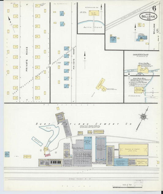 Sanborn Fire Insurance Map from Bellevue, Eaton County, Michigan (1911), Sheet #0006 - Historic Sanborn Fire Insurance Map Print, vintage old map wall art, antique decor, genealogy gift, Michigan Michigan map