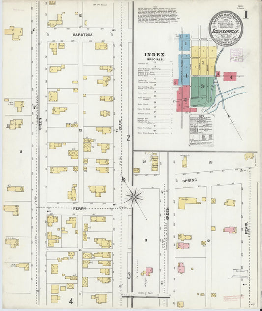 Sanborn Fire Insurance Map from Schuylerville, Saratoga County, New York (1904), Sheet #0001 - Complete Map Set gallery image, historic Sanborn map, vintage wall art, New York New York