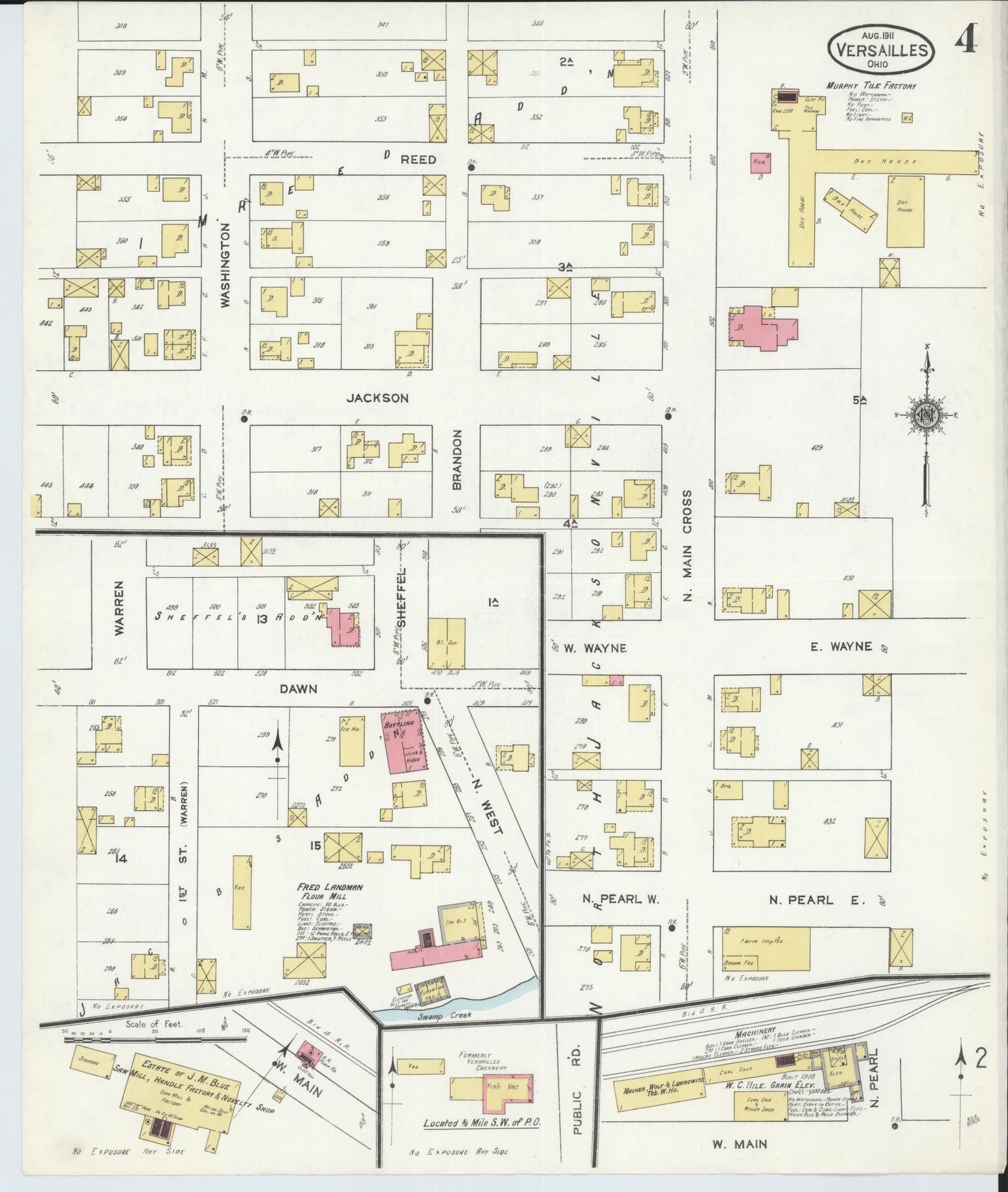 Sanborn Fire Insurance Map from Versailles, Darke County, Ohio (1911), Sheet #0004 - Historic Sanborn Fire Insurance Map Print, vintage old map wall art, antique decor, genealogy gift, Ohio Ohio map