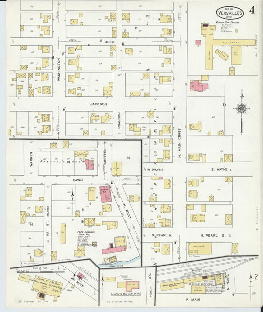 Sanborn Fire Insurance Map from Versailles, Darke County, Ohio (1911), Sheet #0004 - Historic Sanborn Fire Insurance Map Print, vintage old map wall art, antique decor, genealogy gift, Ohio Ohio map