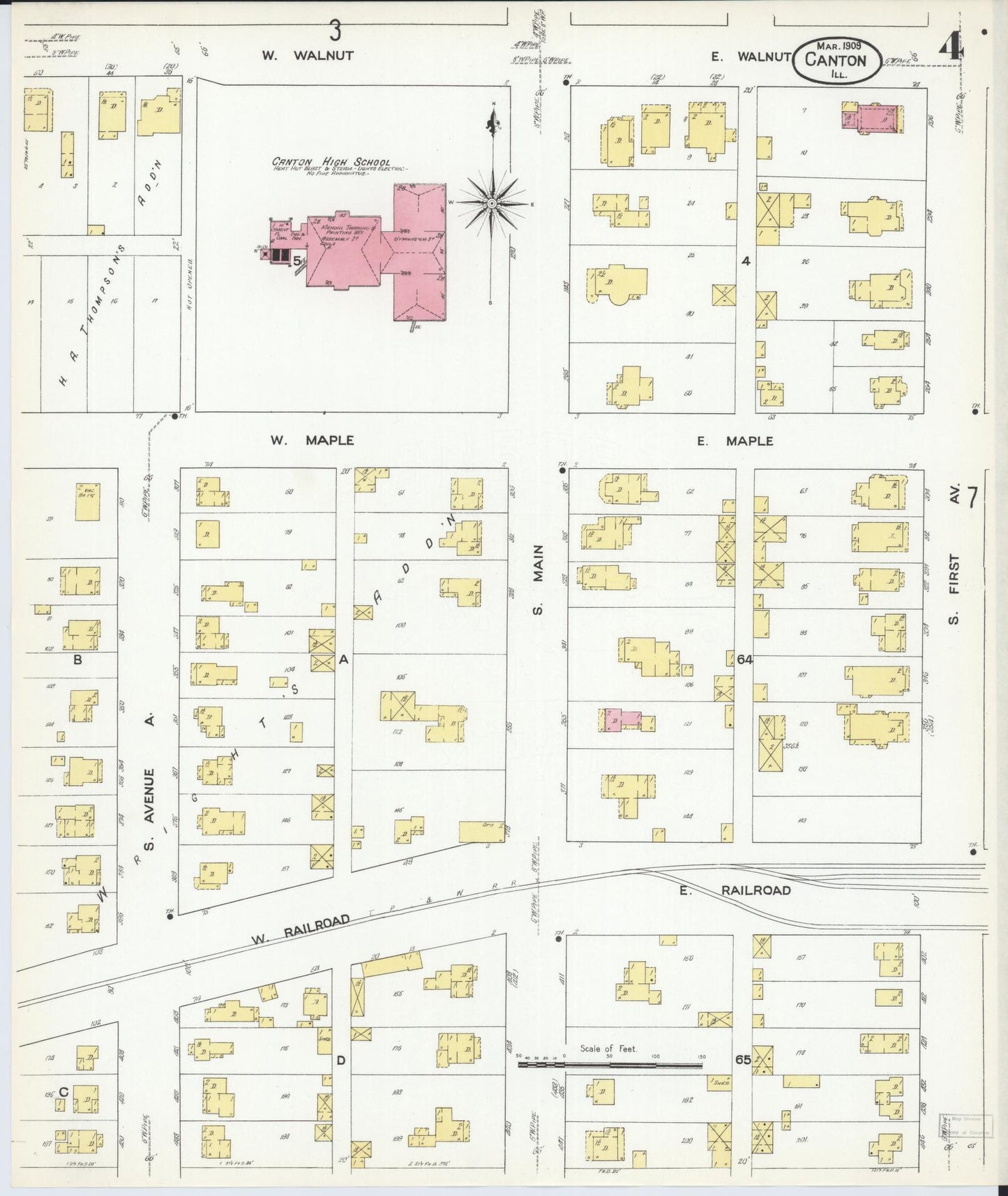 Sanborn Fire Insurance Map from Canton, Fulton County, Illinois (1909), Sheet #0004 - Complete Map Set gallery image, historic Sanborn map, vintage wall art, Illinois Illinois