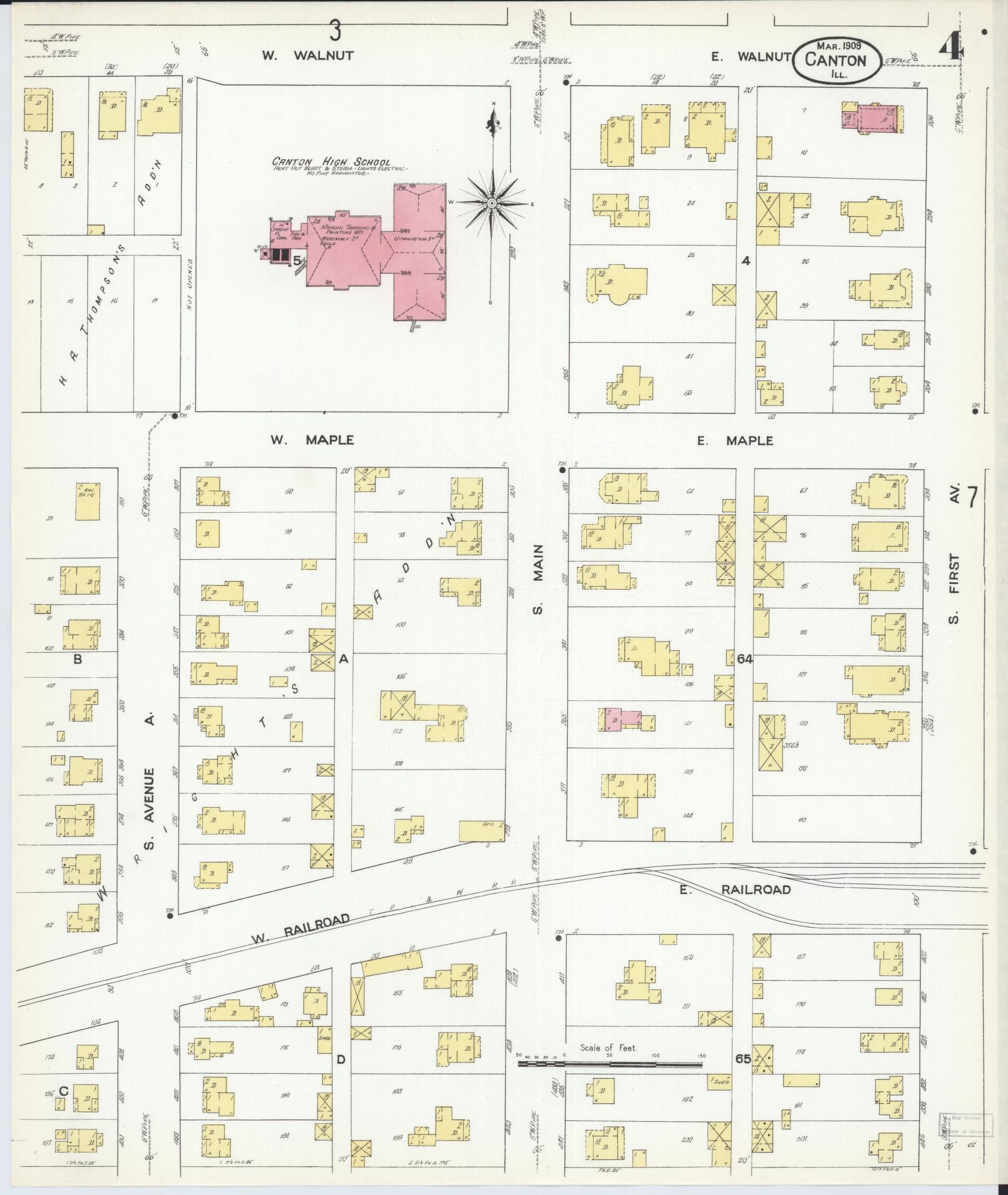 Sanborn Fire Insurance Map from Canton, Fulton County, Illinois (1909), Sheet #0004 - Complete Map Set gallery image, historic Sanborn map, vintage wall art, Illinois Illinois