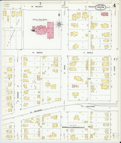 Sanborn Fire Insurance Map from Canton, Fulton County, Illinois (1909), Sheet #0004 - Complete Map Set gallery image, historic Sanborn map, vintage wall art, Illinois Illinois