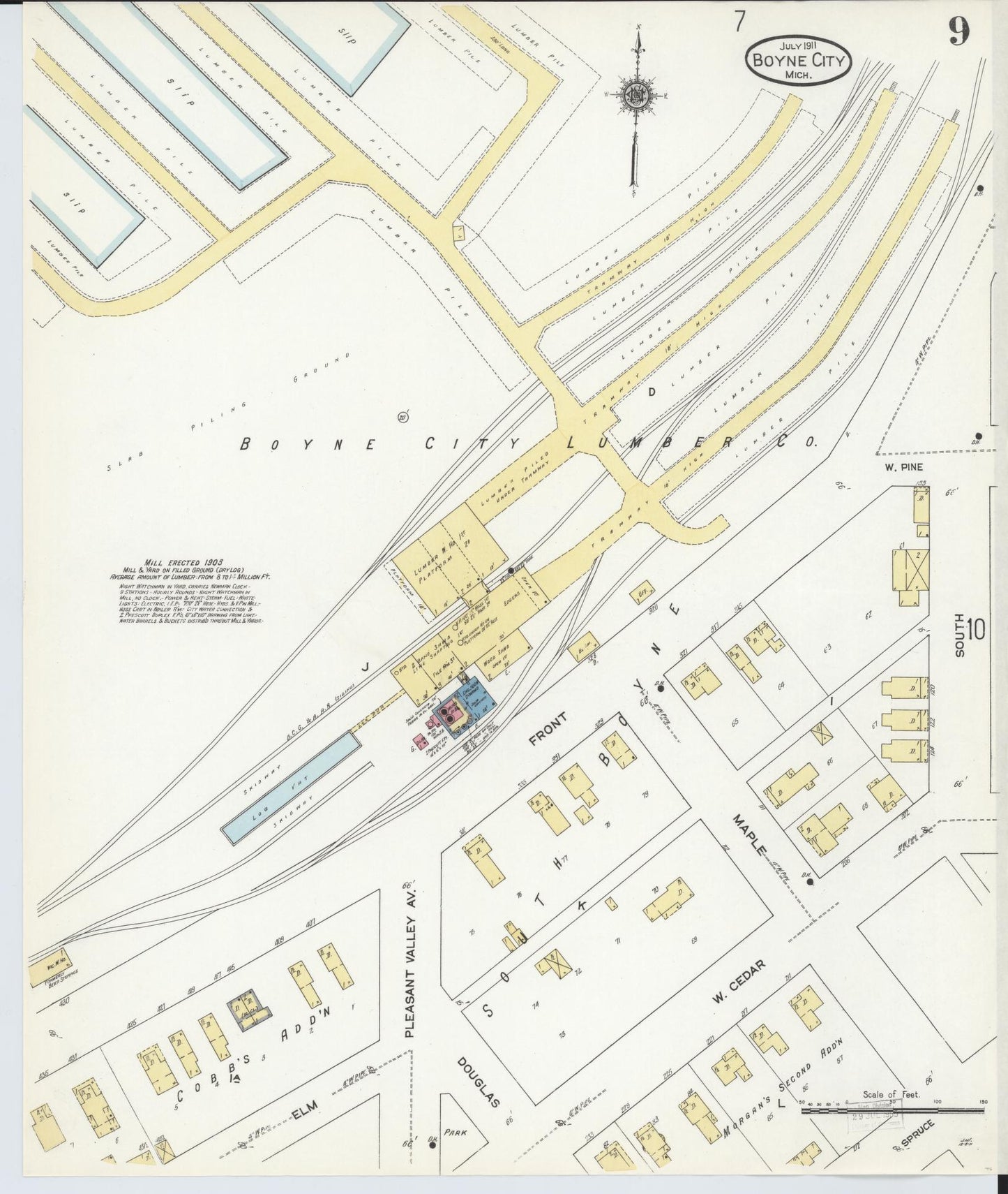 Sanborn Fire Insurance Map from Boyne City, Charlevoix County, Michigan (1911), Sheet #0009 - Complete Map Set gallery image, historic Sanborn map, vintage wall art, Michigan Michigan