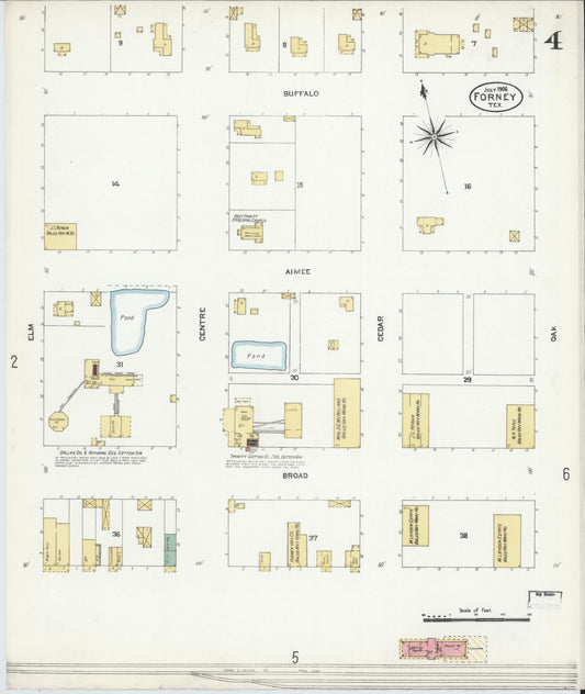 Sanborn Fire Insurance Map from Forney, Kaufman County, Texas (1906), Sheet #0004 - Historic Sanborn Fire Insurance Map Print, vintage old map wall art, antique decor, genealogy gift, Texas Texas map