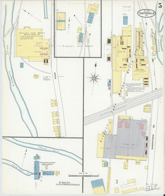 Sanborn Fire Insurance Map from Coatesville, Chester County, Pennsylvania (1909), Sheet #0005 - Historic Sanborn Fire Insurance Map Print, vintage old map wall art, antique decor, genealogy gift, Pennsylvania Pennsylvania map