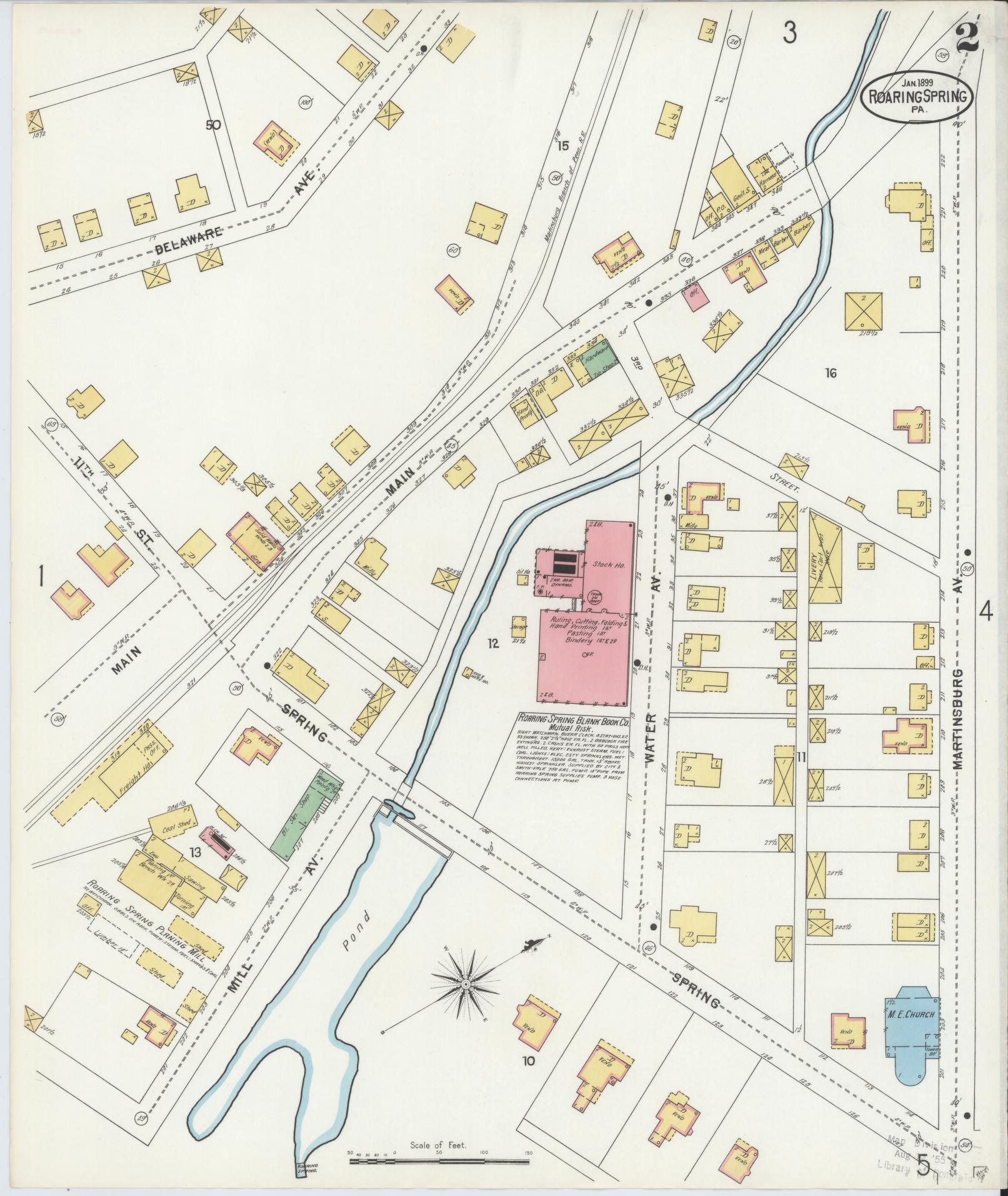 Sanborn Fire Insurance Map from Roaring Spring, Blair County, Pennsylvania (1899), Sheet #0002 - Complete Map Set gallery image, historic Sanborn map, vintage wall art, Pennsylvania Pennsylvania