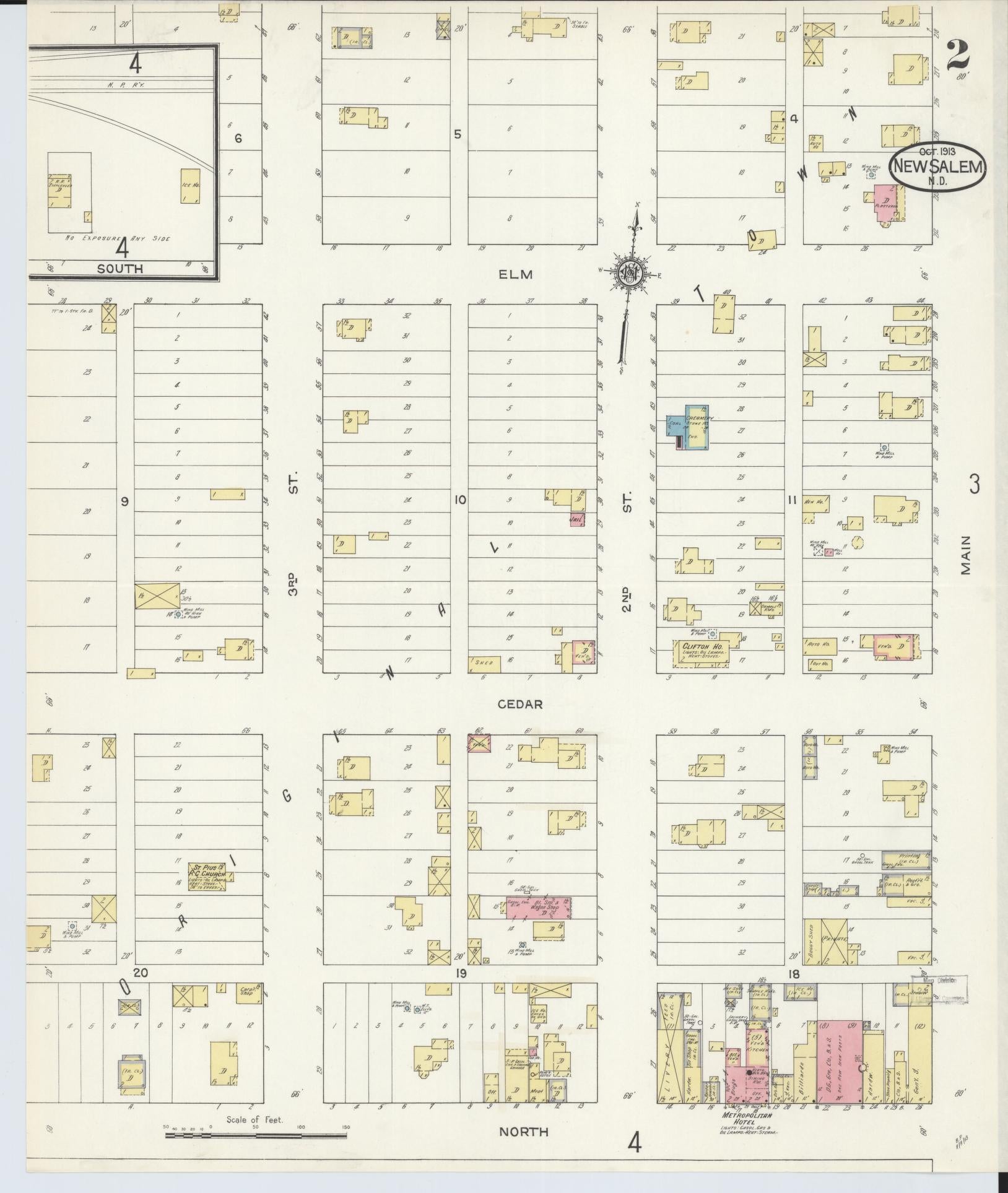 Sanborn Fire Insurance Map from New Salem, Morton County, North Dakota (1913), Sheet #0002 - Complete Map Set gallery image, historic Sanborn map, vintage wall art, North Dakota North Dakota