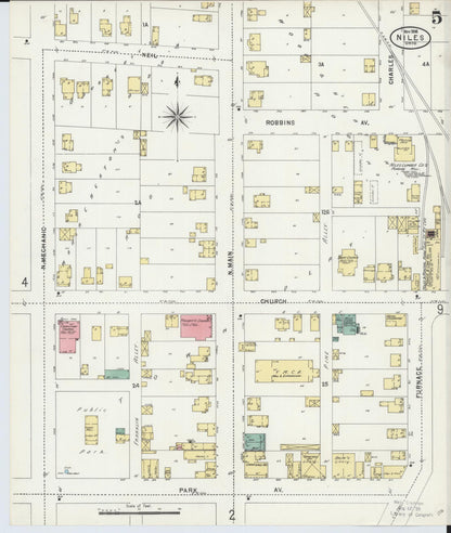 Sanborn Fire Insurance Map from Niles, Trumbull County, Ohio (1898), Sheet #0005 - Historic Sanborn Fire Insurance Map Print, vintage old map wall art, antique decor, genealogy gift, Ohio Ohio map