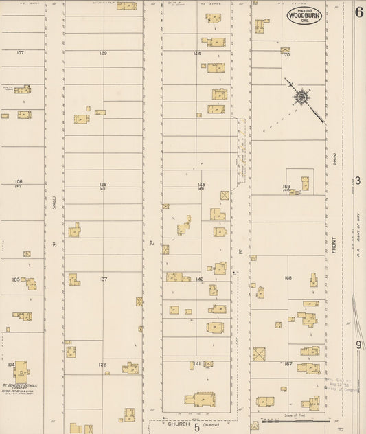 Sanborn Fire Insurance Map from Woodburn, Marion County, Oregon (1913), Sheet #0006 - Historic Sanborn Fire Insurance Map Print, vintage old map wall art, antique decor, genealogy gift, Oregon Oregon map