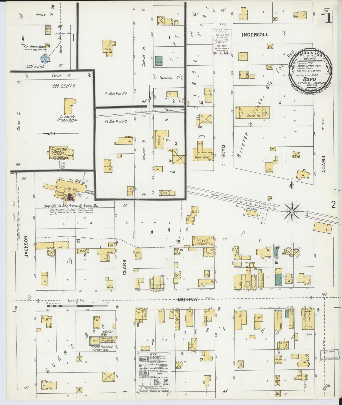 Sanborn Fire Insurance Map from Boyd, Chippewa County, Wisconsin (1900), Sheet #0001 - Complete Map Set gallery image, historic Sanborn map, vintage wall art, Wisconsin Wisconsin
