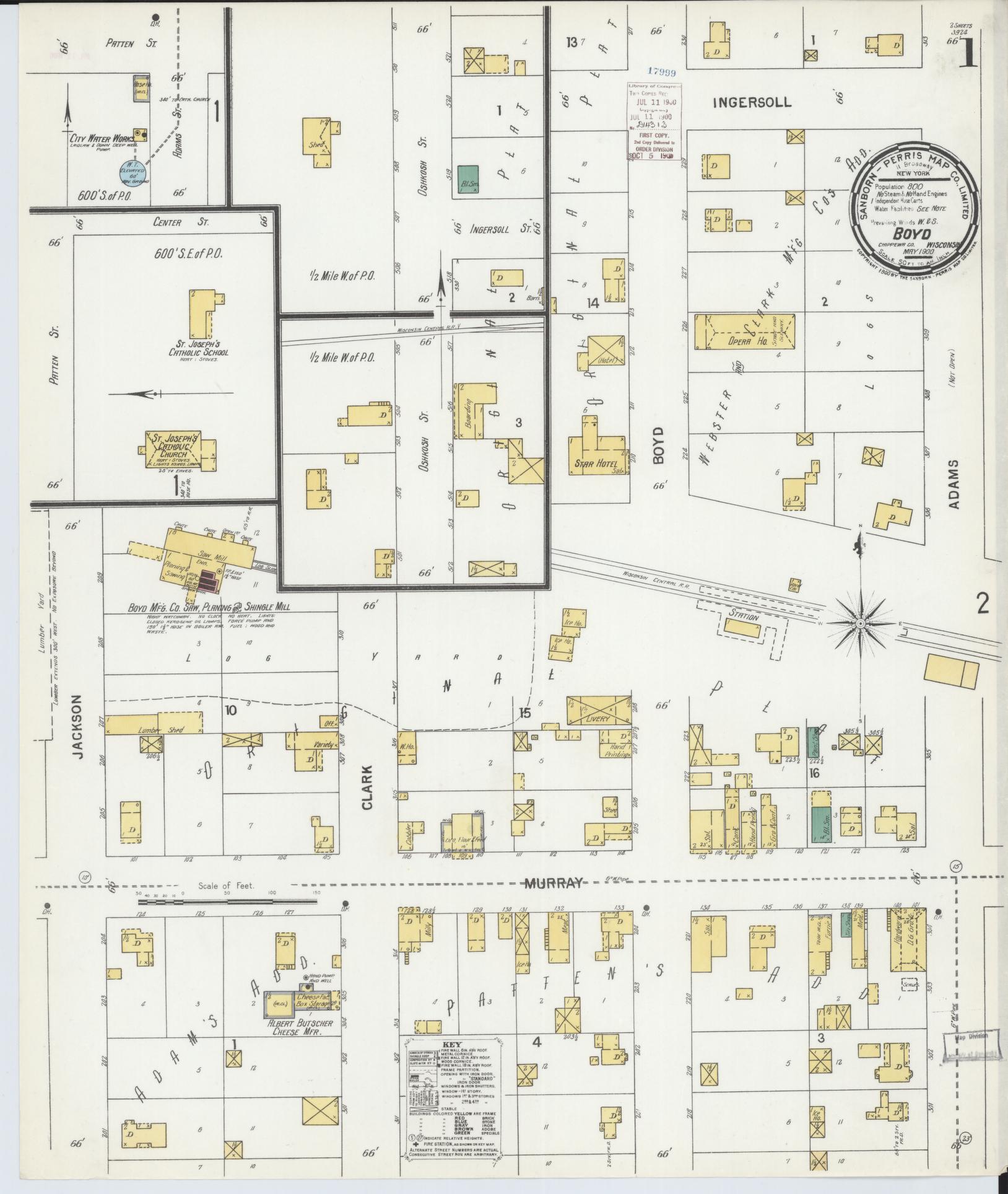 Sanborn Fire Insurance Map from Boyd, Chippewa County, Wisconsin (1900), Sheet #0001 - Complete Map Set gallery image, historic Sanborn map, vintage wall art, Wisconsin Wisconsin