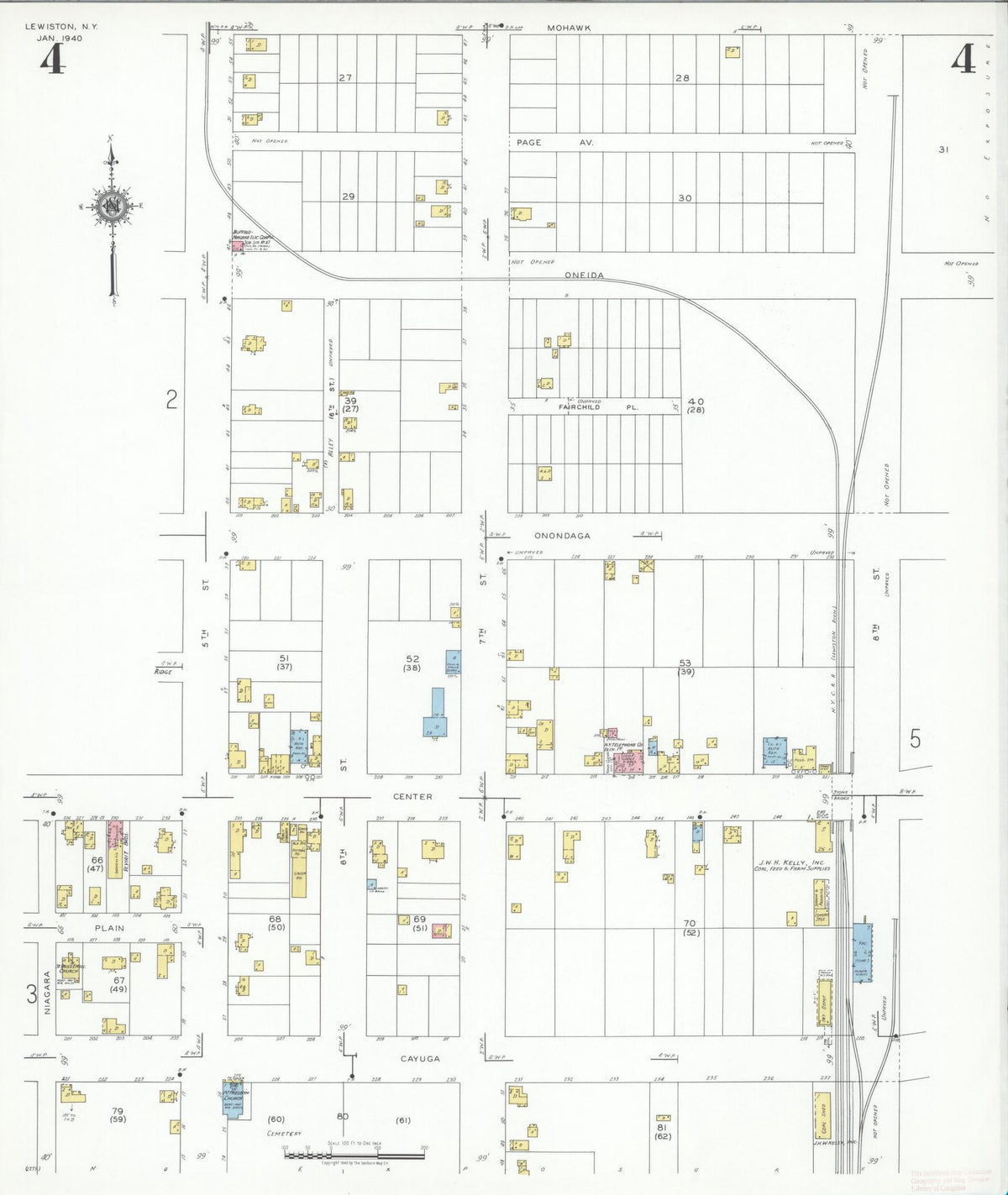 Sanborn Fire Insurance Map from Lewiston, Niagara County, New York (1940), Sheet #0004 - Historic Sanborn Fire Insurance Map Print, vintage old map wall art, antique decor, genealogy gift, New York New York map