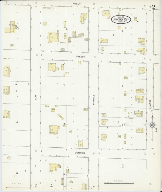Sanborn Fire Insurance Map from Junction City, Union County, Arkansas (1914), Sheet #0002 - Historic Sanborn Fire Insurance Map Print, vintage old map wall art, antique decor, genealogy gift, Arkansas Arkansas map