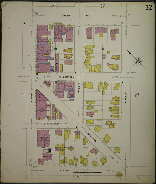 Sanborn Fire Insurance Map from Madison, Dane County, Wisconsin (1908), Sheet #0032 - Historic Sanborn Fire Insurance Map Print, vintage old map wall art, antique decor, genealogy gift, Wisconsin Wisconsin map