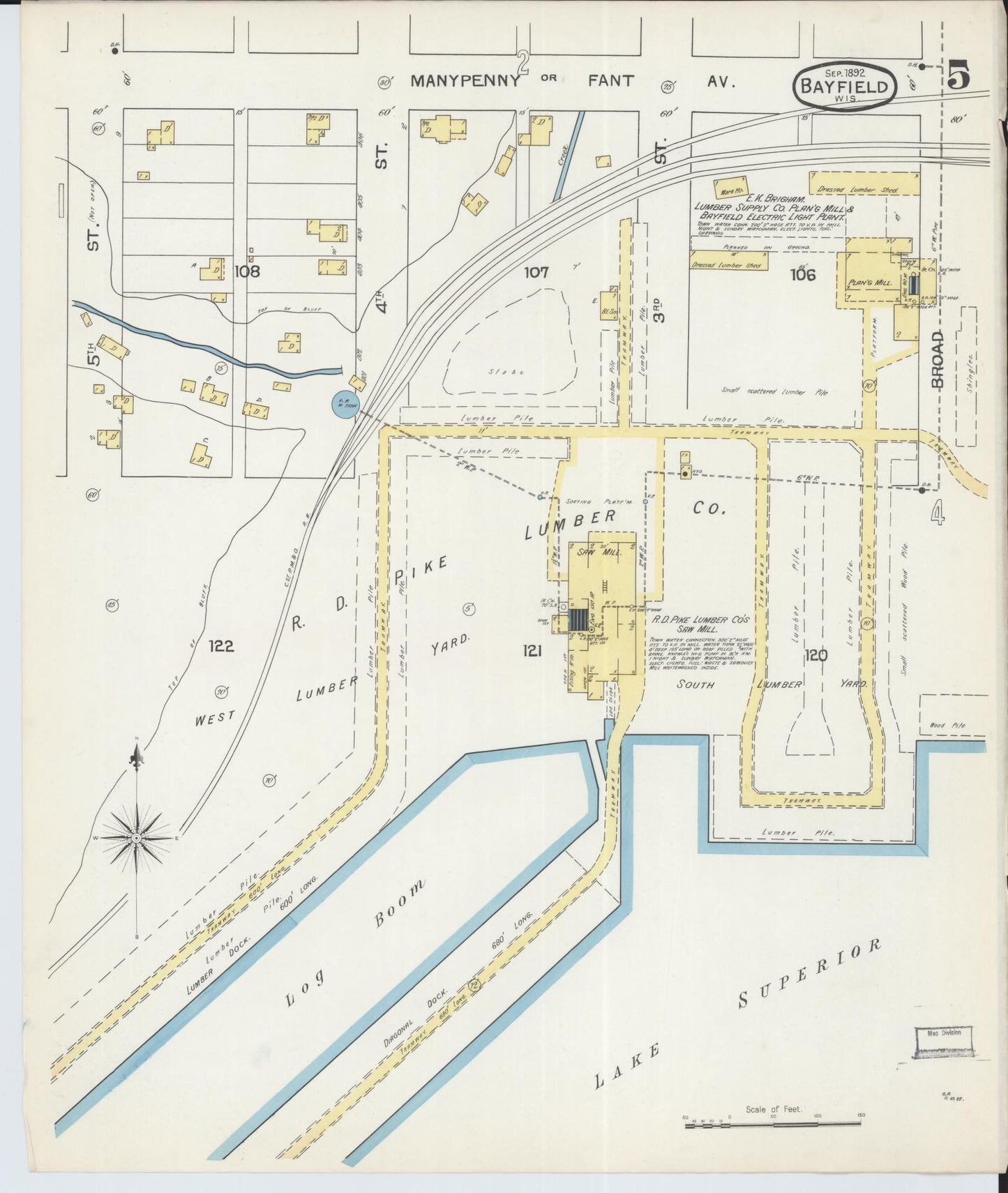 Sanborn Fire Insurance Map from Bayfield, Bayfield County, Wisconsin (1892), Sheet #0005 - Complete Map Set gallery image, historic Sanborn map, vintage wall art, Wisconsin Wisconsin